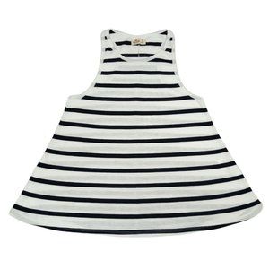 Hollister Tank Top Women Small White Black Striped High Neck Trapeze Ribbed Boho